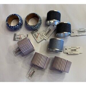 New With Tags Assorted Bodrum Napkin Rings 8 Pieces Mix & Match Table Setting